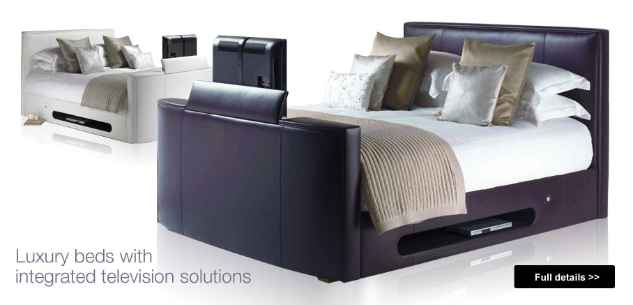 Luxury beds with integrated television solutions